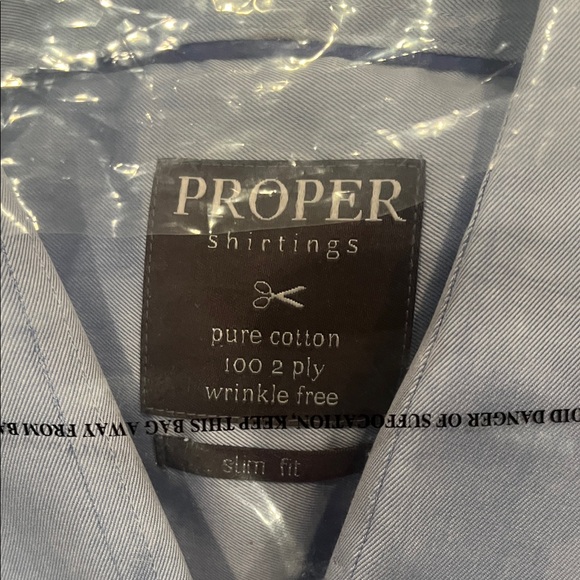 Men’s Dress Shirt. Blue, slim fit. 16 collar. Brand new. - Picture 3 of 4